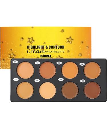Cream Contour Palette | 8 Full Coverage Waterproof Shades for Face Makeup - Full Coverage Concealer Palette - For Home Travel Hotel Apartment - Buy Online on GoSupps.com