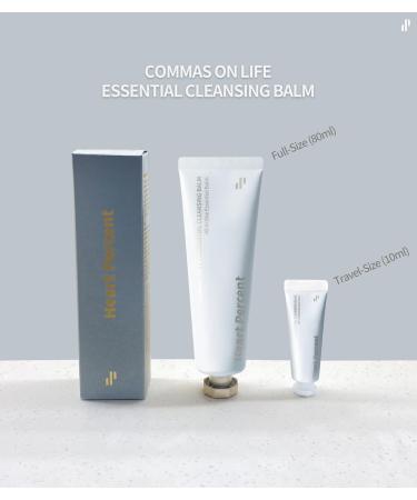 Heart Percent Commas on Life Essential Cleansing Balm Sherbet-Oil-Milk Transforming Makeup Remover Vegan Daily Face Wash Cleanser for All Skin Types 80ml (2.7oz) 2.7 Ounce (Pack of 1) Essential (Full-Size_80ml) - Buy Online on GoSupps.com
