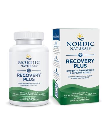 Nordic Naturals Recovery Plus Unflavored - 45 Soft Gels - 1800 mg Omega-3 Fish Oil - 600 mg Longvida Optimized Curcumin - Cellular Health & Recovery - Post-Exercise Muscle Support - 15 Servings