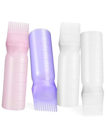 SOIMISS Flacons Applicateurs Peignes Racines Pour Teinture Capillaire 4 Pi ces Couleurs Assorties Silicone R utilisable Salon Domicile Coloration Cheveux Soin Capillaire chelle Gradu e