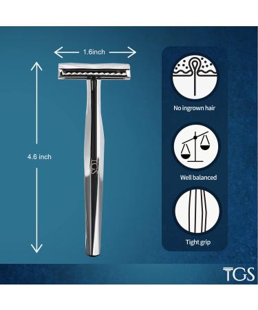 Double Edge Safety Razor - Classic Reusable Metal Razor for Men & Women | Includes 10 Blade Refill - Shop Now - Buy Online on GoSupps.com