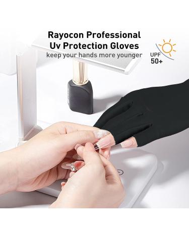 RAYOCON UV Gloves for Nail Lamp | UPF50+ UV Protection Fingerless Gloves | Black Manicure Gloves for Nail UV Light - Buy Online on GoSupps.com