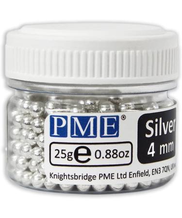 PME Silver Edible Sugar Pearls 4mm - 25g Cupcake Topping & Cake Decoration - Buy Online on GoSupps.com