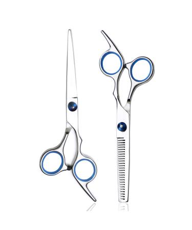 Hairdressing Scissors Jiasoval Professional 6 Inch Haircut Scissor & Thinning Scissors Set Hair Cutting Kit Haircut Beard Trimming Shaping Grooming for Men Women Children Pets Home Salon Barber