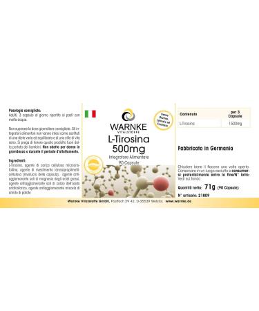 L-Tyrosine - 90 capsules - animated acid | Warnke Vitalstoffe - Quality from German pharmacies - Buy Online on GoSupps.com