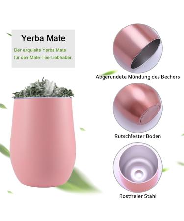 Yerba Mate tasse mat en acier inoxydable 360 ml adapt e au th mat au caf et au th aux fruits rose Pink Egg Shape - Buy Online on GoSupps.com