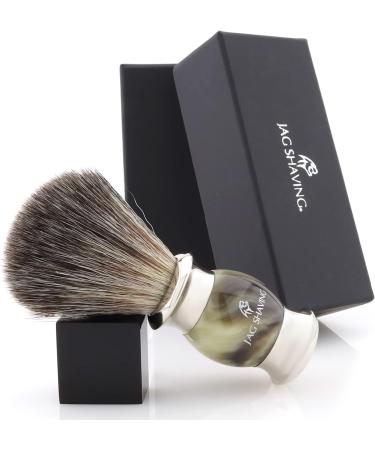 Jag Shaving Razor Set - 4-Part Lee Range | Premium Synthetic Hair Brush 5 Blades and Stand - Green Horn Imitation Color - International Shipping Available - Buy Online on GoSupps.com