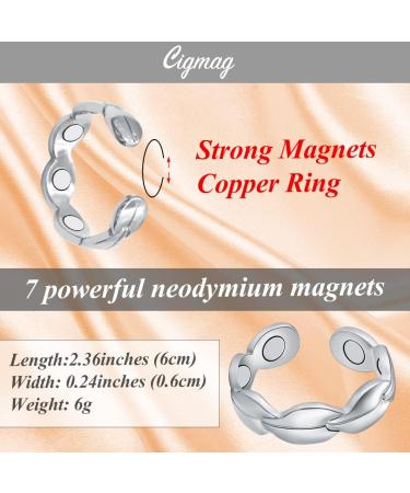 Cigmag Lymphatic Drainage Magnetic Ring for Women - Copper Adjustable with Removal Tool and Gift Box - 7X Silver - Buy Online on GoSupps.com