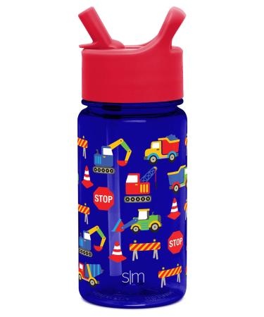 Simple Modern Kids Water Bottle Plastic BPA-Free Tritan Cup with Leak Proof Straw Lid | Reusable and Durable for Toddlers  Boys  Girls | Summit Collection | 16oz  Under Construction 16oz Water Bottle - Under Construction