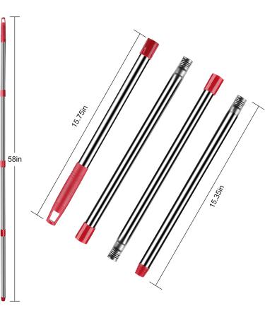 Red 4-Section Spin Mop Replacement Handle - 2.5-to-5 Foot Stick for Triangle Base EasyWring Mop - Floor Cleaning Refills Compatible - Buy Online on GoSupps.com