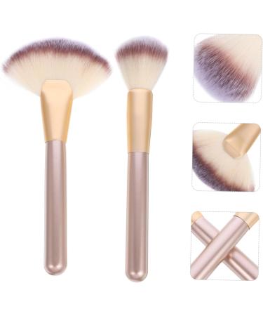 POPETPOP 2 Sets Makeup Brush Woman Setting Powder Applicator Highlighter Brush Face Makeup Brush Applicator Face Wash Brush Sector Applicator Brush Corrugated Silk Nylon Wool - Buy Online on GoSupps.com