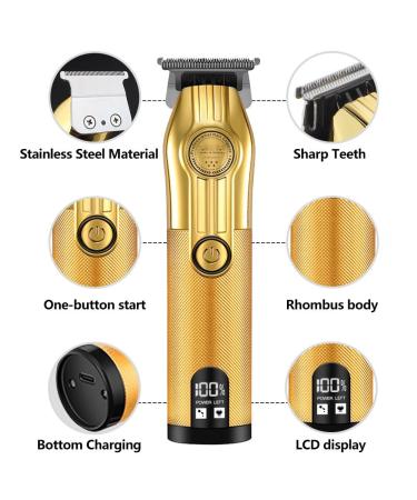 Professional Rechargeable Hair Clippers for Men - Cordless Electric Haircut & Beard Trimmer (Gold with Box - Buy Online on GoSupps.com