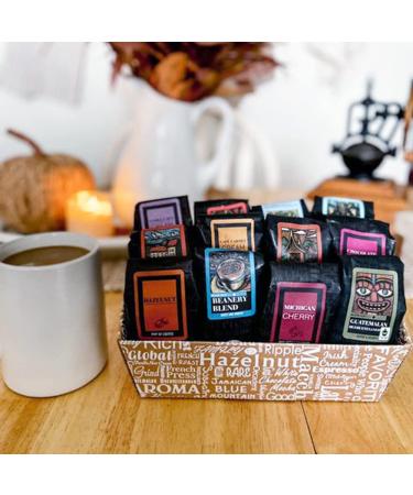 Indulgent Coffee Selection Gift Box | 12 Flavored 1.75oz Arabica Coffee Samplers - Buy Online on GoSupps.com