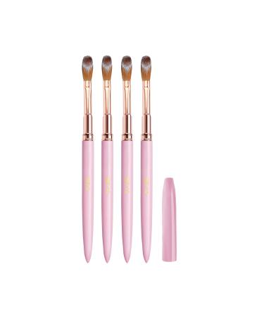 LEDSUUEI Acrylic Nail Brush Set - 4pcs High Quality Kolinsky Acrylic Brush Specially Designed for Acrylic Powder Durable Acrylic Brush for Beginners Nail Art Brushes for Gel Nails Nail Art Tools E-PINK