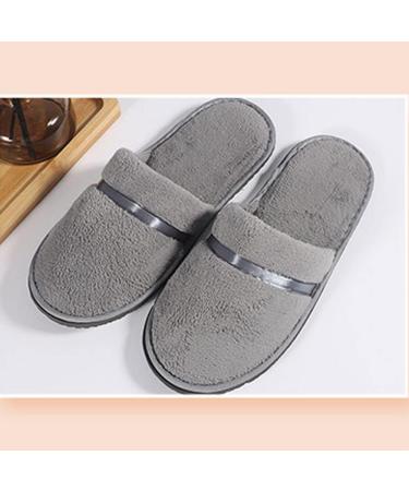 Buy Tianmao 5 Pairs Coral Fleece Closed Toe Hotel Slippers | Universal Size Gray | Perfect for Spa Parties & Travel - Buy Online on GoSupps.com