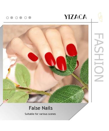 Yizaca Glossy Oval Red Short Press on Nails - 24Pcs Set D for Women and Girls - Buy Online on GoSupps.com