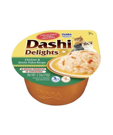 INABA Dashi Delights - Chunks in Chicken Broth & Bonito Flakes - 1 × 70 g - Topping - High in Protein - Natural Ingredients - Delicious and Healthy - Cat Food