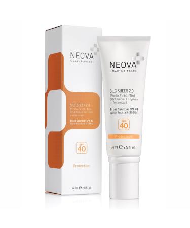 NEOVA SmartSkincare Silc Sheer 2.0 Tinted Sunscreen 2.5 fl oz | Broad Spectrum SPF 40 | Up To 80 min. Water Resistance | Oil & Fragrance Free | For All Skin Types