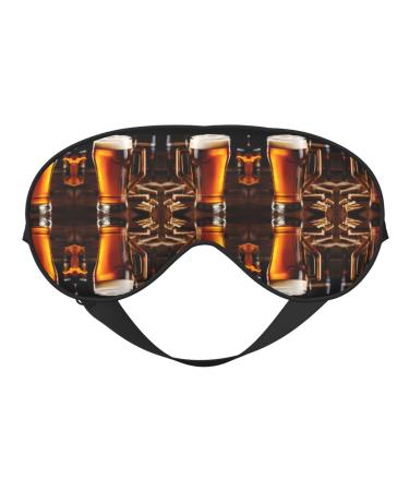 FoRes Beer Print Adult Unisex Sleep Eye Mask Light Blocking Adjustable Smooth for Deep Rest Black