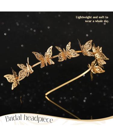 CAKURE Gold Butterfly Crown Tiara Headband - Goddess Headpiece for Party, Prom, Birthday - Metal Butterflies Hair Accessories - Buy Online on GoSupps.com