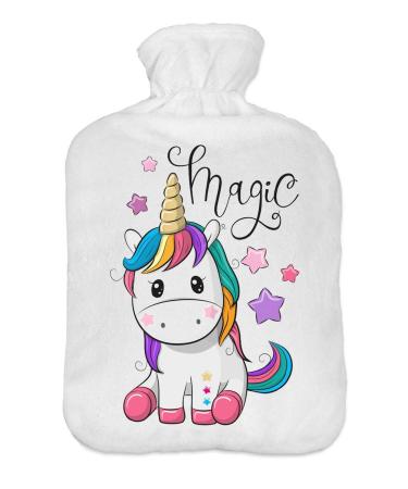 Hot water bottle with sweater cover 2 litres bed bottle with beautiful fleece print cover rubber hot water bottle with lid unicorn 092