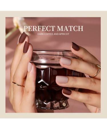 FANDAMEI Short Press on Nails - 30PCS Full Cover Natural Fake Nails 24PCS Matte & 6PCS Glitter Brown/Beige/Pink Nail Art - Buy Online on GoSupps.com