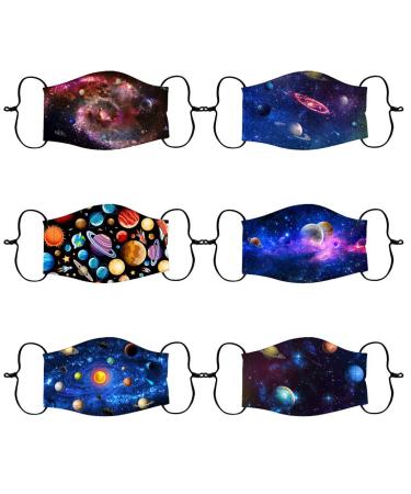 6 PC Face Cover Reusable for Kids Adjustable Print Breathable Face Bandanas