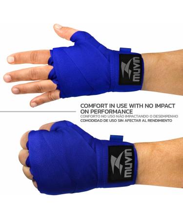 Muvin Boxing Hand Wraps - 180 Inches Semi-Elastic Blue - 1 Pair for Men & Women | Kickboxing, Muay Thai, MMA, Krav Maga - Combat Sports - Buy Online on GoSupps.com