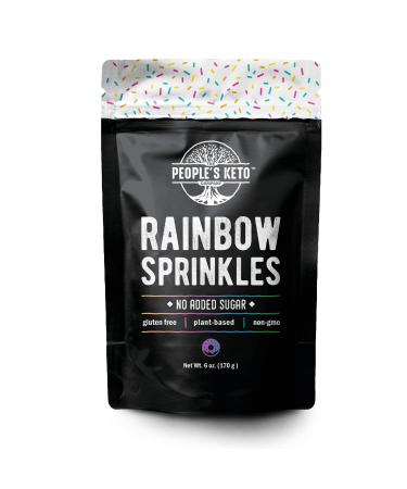 Keto Sprinkles, 6 oz. Larger Value Size, Dye Free, Non-GMO, Plant-Based, Vegan, Gluten Free, All Natural, No Artificial Coloring, Sugar Free Sprinkles, 1g Net Carb (Rainbow, Single Pack)