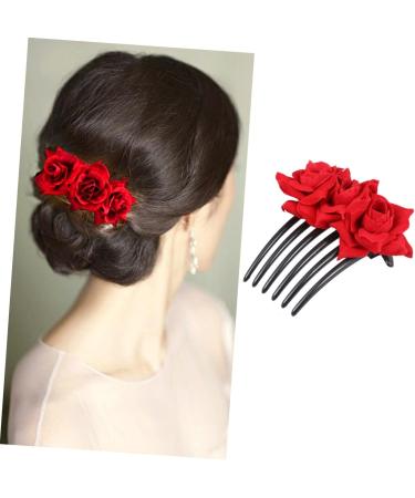 Amosfun 1pc Red Rose Hair Comb Bridal Headpieces for Wedding Flower Hair Clips for Wedding Hair Comb Bridal Hair Comb Hair Side Comb Wedding Rose Flower Hair Comb Bride Rose Color Headgear - Buy Online on GoSupps.com