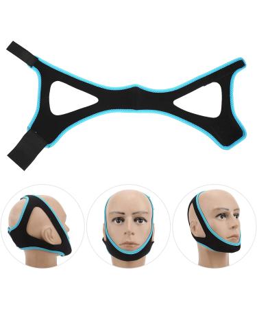 Adjustable Anti-Snoring Chin Strap - Black with Sky Blue Trim - Stop Snoring & Improve Sleep Quality - Buy Online on GoSupps.com