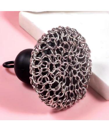 qazaa Cast Iron Cleaner Chainmail Scrubber Black Stainless Steel 316 Chain Mail Scrubber - Buy Online on GoSupps.com