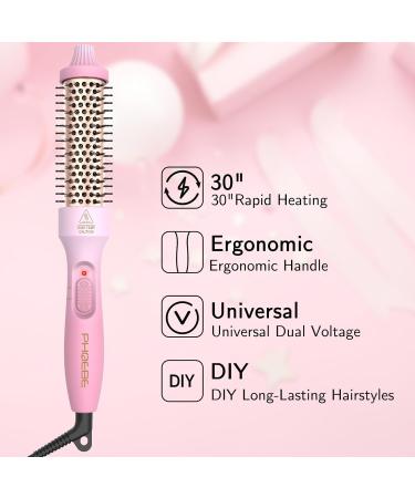PHOEBE 1.25 Inch Curling Iron Brush - Ceramic Tourmaline Ionic Hair Curler for Long Medium Hair - Pink - Buy Online on GoSupps.com