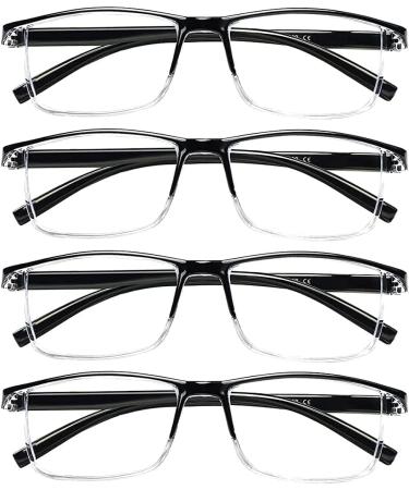 Alwaysuv 4 Pack Men's Reading Glasses - Blue Light Blocking Black Semiconductor Transparent Lens 1.5x Magnification - Ideal for Computer Use - Buy Online on GoSupps.com