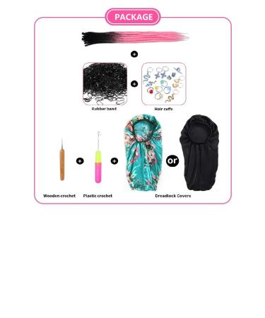 Handmade 24 Thin 0.6cm Synthetic Dreadlock Extensions - Soft Crochet Hair Hip-Hop Style 20 Strands Pink - Buy Online on GoSupps.com