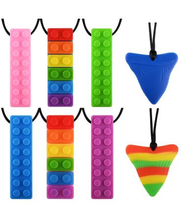 Silicon Block Beißring 8 pieces Sensory Silicon Beißring Set for children with boys girls ADHD autism biting silicone teeth trailers food quality silicone security - Buy Online on GoSupps.com