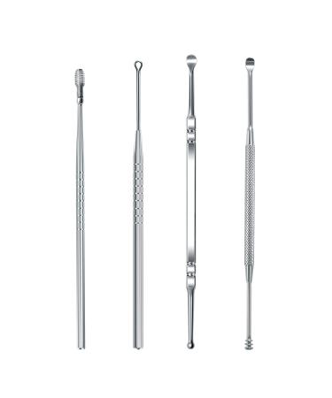 FIXBODY Earwax Removal Kit  4 PCS Ear Pick Ear Cleansing Tool Set Stainless Steel Ear Curette Ear Wax Remover Tool with Storage Box