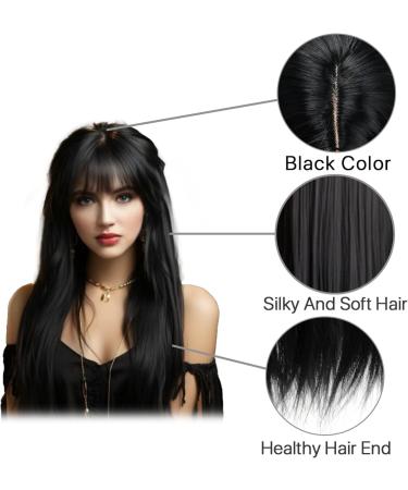 BERRYLION Black Wig with Bangs|Synthetic Wigs for Women|Straight Long Black Wigs for Black Women 27 inch Black-Straight - Buy Online on GoSupps.com