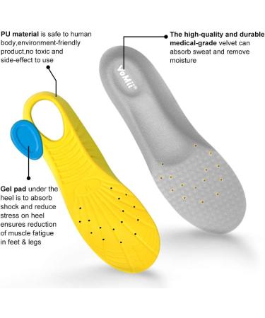 VoMii Memory Foam Insoles | Arch Support for Plantar Fasciitis | Shock Absorbing Shoe Inserts for Men, Women, Kids | Comfortable & Breathable | Relieve Foot Pain - Gray, Size L - Buy Online on GoSupps.com