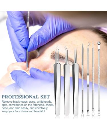 7Pcs Blackhead Remover Tool Set Professional Pimple Spot Popper Acne Comedone Extractor Kit Stainless Steel Blackhead Removal for Blemishs Whitehead Popping Spot Zit Removing with Case(Silver) - Buy Online on GoSupps.com