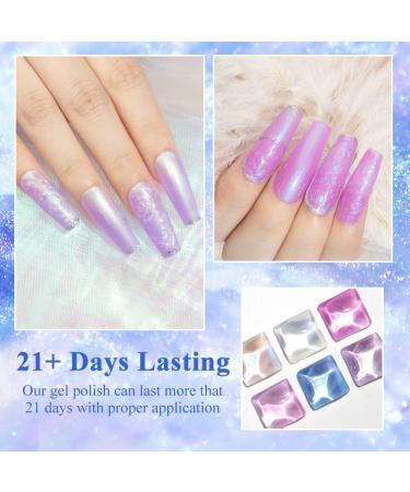 MIZHSE Pearl Gel Nail Polish Set - 6 Shimmer Colors | Pearlescent Shell Glitter | Soak Off UV Lamp Gel | White, Pink, Blue | BKJGLW208 - Buy Online on GoSupps.com