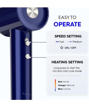 Fentgo High Speed Ionic Hair Dryer | 1500W Professional Blow Dryer with Diffuser - Fast Drying 4 Temps/2 Speeds Ideal for Women - Perfect for Home & Travel (Blue - Buy Online on GoSupps.com