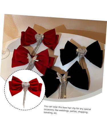 DOITOOL Tassel Hair Clip Red Hair Clips Hair Accessories for Girls Barrettes for Girls Rhinestone Barrettes for Women Womens Barrettes for Hair Girls Tiara Miss Spring Clip Velvet Bow Tie - Buy Online on GoSupps.com