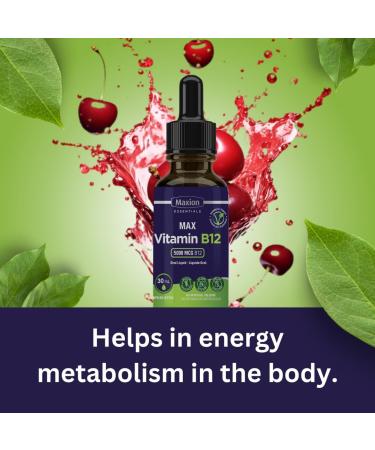 Maxion Vitamin B12 5000 mcg to Help Produce Red Blood Cells and Boost Energy Supports Cognitive Function Improved Memory and the Immune System Cherry Flavour 30ml - Buy Online on GoSupps.com