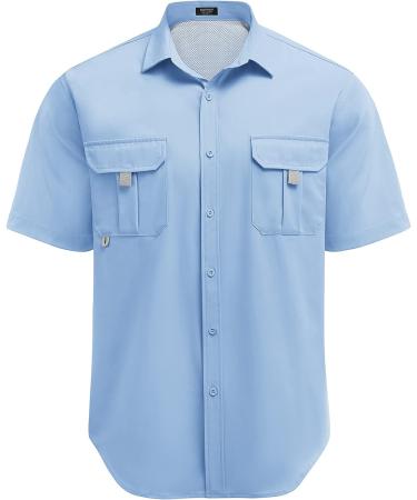 COOFADNY Men's Waterproof SPF Fishing Shirt - Light Blue, Small - Buy Online on GoSupps.com