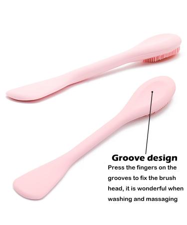 Rampula 2-in-1 Silicone Face Cleaning Brush & Mask Applicator | Peeling Makeup Removal Exfoliating Scrubber in Eucalyptus Green & Pink - Perfect for All Skin Types - Buy Online on GoSupps.com