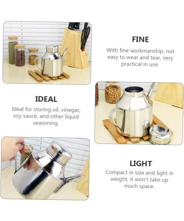Zerodeko Sauce Pot Oil Bottles for Cooking Stainless Steel Oil Stainless Steel Pitcher with Lid Practical Seasoning Bottle Salad Oil Dispenser Kitchen Supplies Metal Household 14.5X12X8.5CM Silver - Buy Online on GoSupps.com