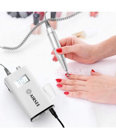 AIRSEE Rechargeable 30000RPM Electric Nail Drill Professional Portable E File Machine for Acrylic Nails Natural Extension Gel Nails Polish Cuticle, Cordless High Speed for Salon Use or Home DIY White A Ns 2036 White - Buy Online on GoSupps.com