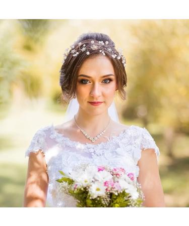White Rhinestone Flower Girl Headpiece for Bride - Wedding Hair Accessories - Buy Online on GoSupps.com