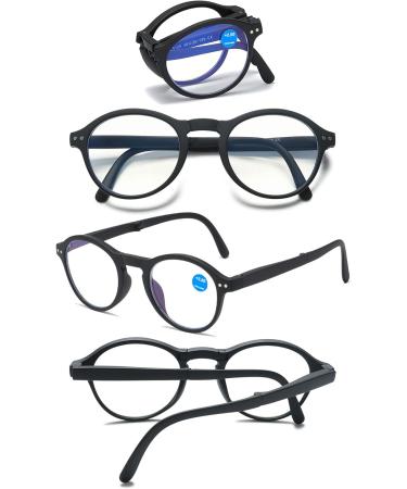 Koosufa Foldable Anti Blue Light Round Reading Glasses for Men & Women - Lightweight Feather Hinges - Buy Online on GoSupps.com